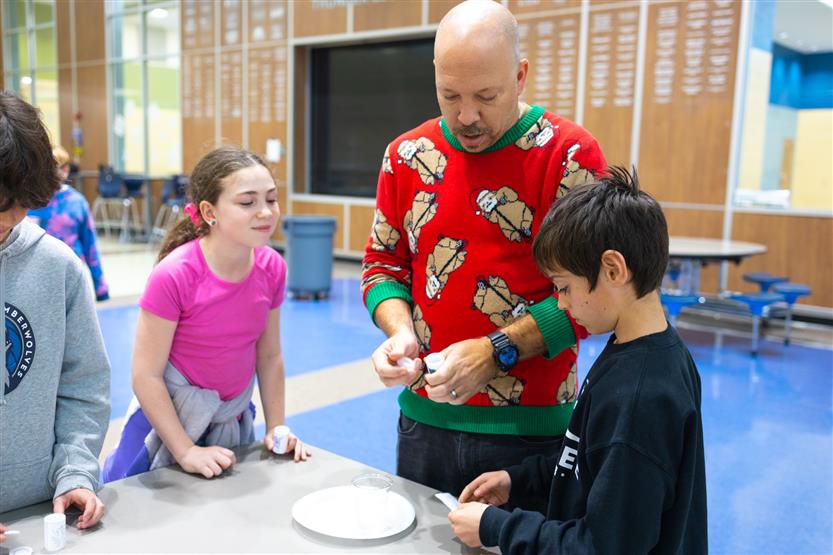 Students do a STEM challenge in class